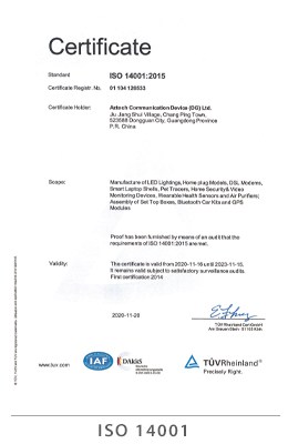 Aztech ISO 14001 Cert
